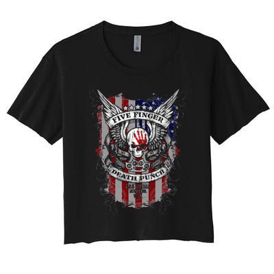 5fdp No Regrets Stars & Stripes American Flag Women's Crop Top Tee