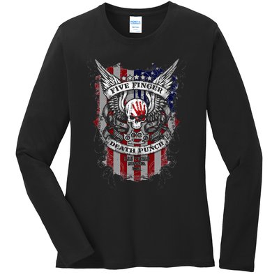 5fdp No Regrets Stars & Stripes American Flag Ladies Long Sleeve Shirt