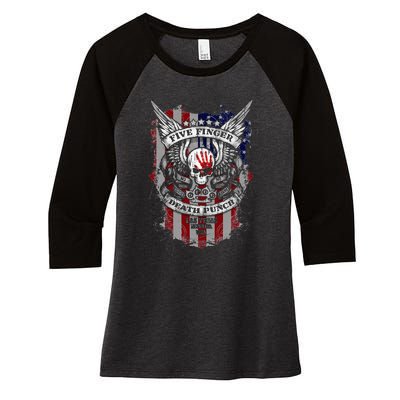 5fdp No Regrets Stars & Stripes American Flag Women's Tri-Blend 3/4-Sleeve Raglan Shirt