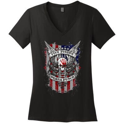 5fdp No Regrets Stars & Stripes American Flag Women's V-Neck T-Shirt