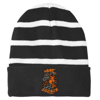 5 Olive Army Solar Orange Black Retro Match Mis Striped Beanie with Solid Band