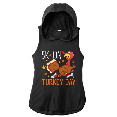 5k On Turkey Day Race Thanksgiving Ladies PosiCharge Tri-Blend Wicking Draft Hoodie Tank