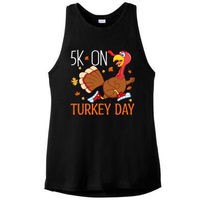 5k On Turkey Day Race Thanksgiving Ladies PosiCharge Tri-Blend Wicking Tank