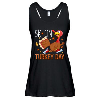 5k On Turkey Day Race Thanksgiving Ladies Essential Flowy Tank