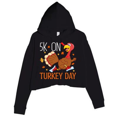 5k On Turkey Day Race Thanksgiving Crop Fleece Hoodie