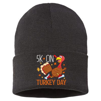 5k On Turkey Day Race Thanksgiving Sustainable Knit Beanie