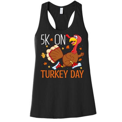 5k On Turkey Day Race Thanksgiving Women's Racerback Tank