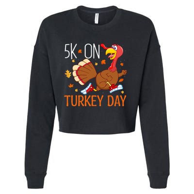 5k On Turkey Day Race Thanksgiving Cropped Pullover Crew