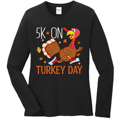 5k On Turkey Day Race Thanksgiving Ladies Long Sleeve Shirt