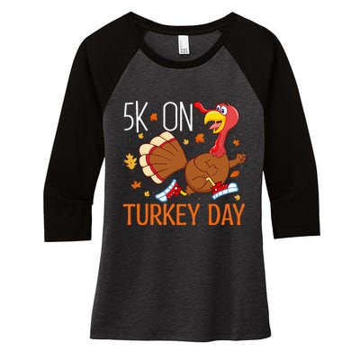 5k On Turkey Day Race Thanksgiving Women's Tri-Blend 3/4-Sleeve Raglan Shirt