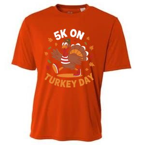 5k On Turkey Day Race Thanksgiving Funny Turkey Trot Runner Gift Cooling Performance Crew T-Shirt