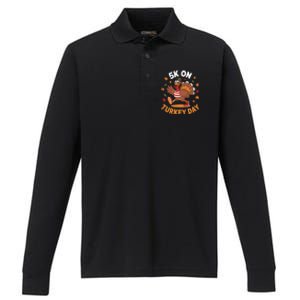 5k On Turkey Day Race Thanksgiving Funny Turkey Trot Runner Gift Performance Long Sleeve Polo