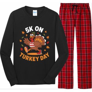 5k On Turkey Day Race Thanksgiving Funny Turkey Trot Runner Gift Long Sleeve Pajama Set