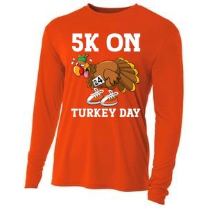 5k On Turkey Day Race Thanksgiving Turkey Trot Runners Funny Gift Cooling Performance Long Sleeve Crew