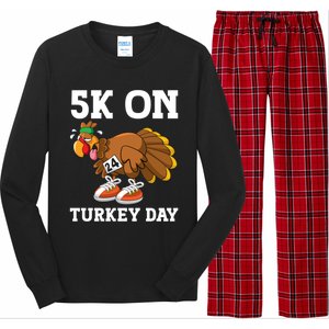 5k On Turkey Day Race Thanksgiving Turkey Trot Runners Funny Gift Long Sleeve Pajama Set