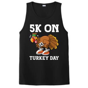 5k On Turkey Day Race Thanksgiving Turkey Trot Runners Funny Gift PosiCharge Competitor Tank