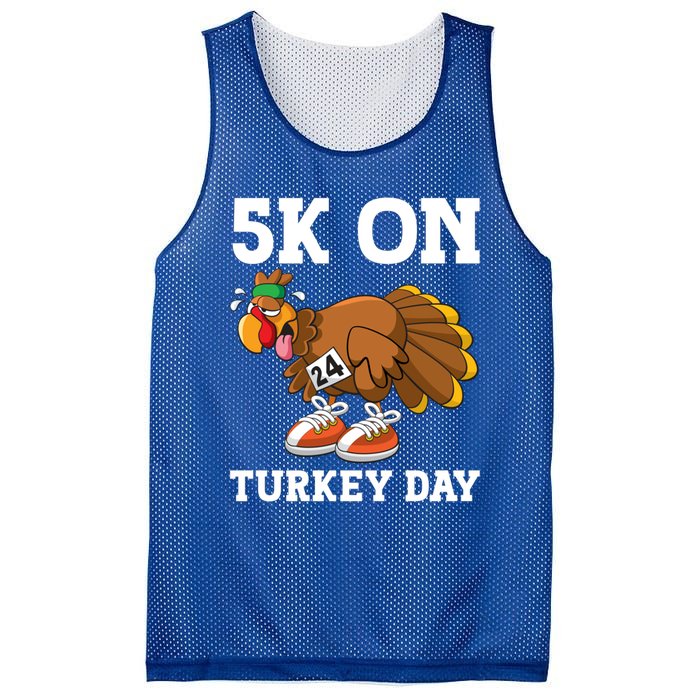 5k On Turkey Day Race Thanksgiving Turkey Trot Runners Funny Gift Mesh Reversible Basketball Jersey Tank