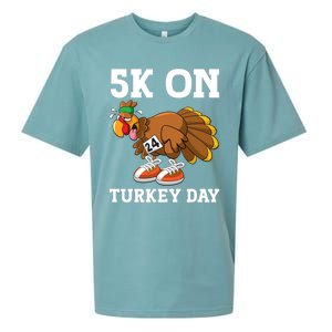 5k On Turkey Day Race Thanksgiving Turkey Trot Runners Funny Gift Sueded Cloud Jersey T-Shirt