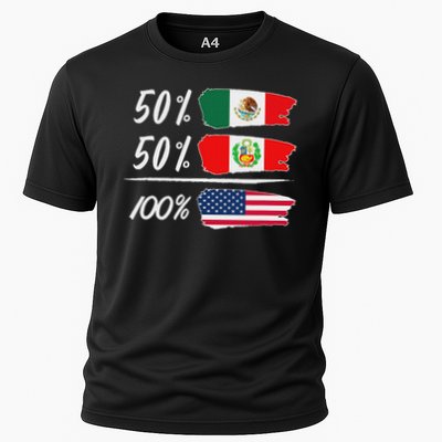 50 Perú, 50 Mexico And 100 American Life Half Mexican, Half Peruvian, Fully Usa Cooling Performance Crew T-Shirt