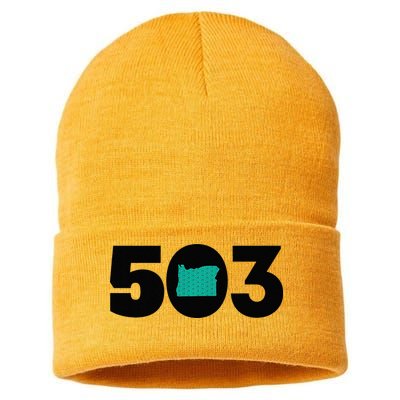 503 PDX Carpet Oregon Outline Premium Sustainable Knit Beanie