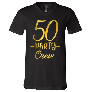 50 Party Crew 50th Birthday Group Friends Drinking Beers V-Neck T-Shirt