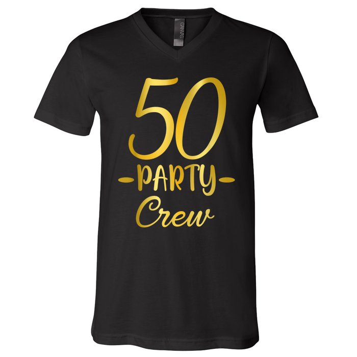 50 Party Crew 50th Birthday Group Friends Drinking Beers V-Neck T-Shirt