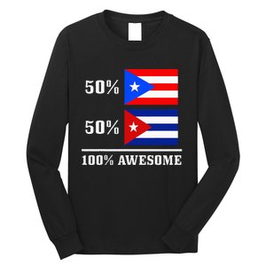 50 Puerto Rico 50 Cuba Puerto Rican Cuban Flag Pride Long Sleeve Shirt