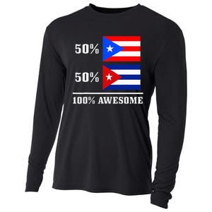 50 Puerto Rico 50 Cuba Puerto Rican Cuban Flag Pride Cooling Performance Long Sleeve Crew