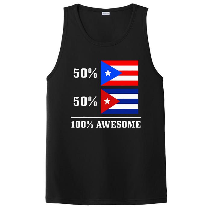 50 Puerto Rico 50 Cuba Puerto Rican Cuban Flag Pride PosiCharge Competitor Tank