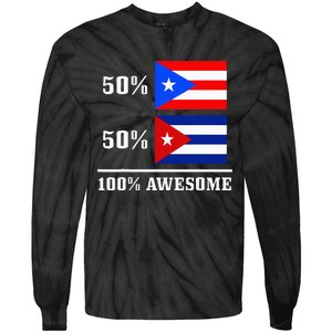 50 Puerto Rico 50 Cuba Puerto Rican Cuban Flag Pride Tie-Dye Long Sleeve Shirt