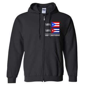 50 Puerto Rico 50 Cuba Puerto Rican Cuban Flag Pride Full Zip Hoodie