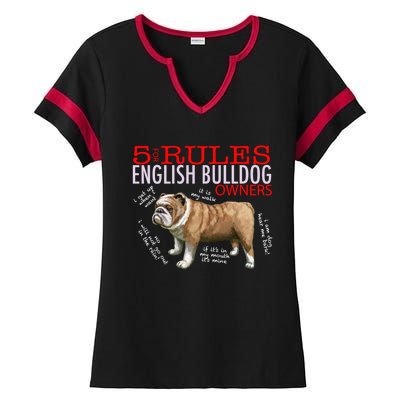 5 Rules For English Bulldog Owners Gift Ladies Halftime Notch Neck Tee