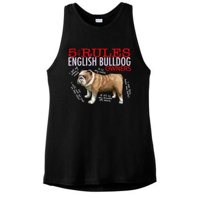 5 Rules For English Bulldog Owners Gift Ladies PosiCharge Tri-Blend Wicking Tank