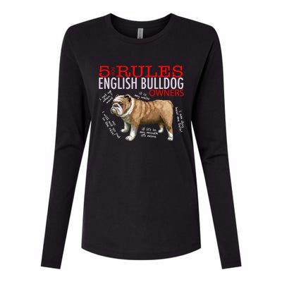 5 Rules For English Bulldog Owners Gift Womens Cotton Relaxed Long Sleeve T-Shirt