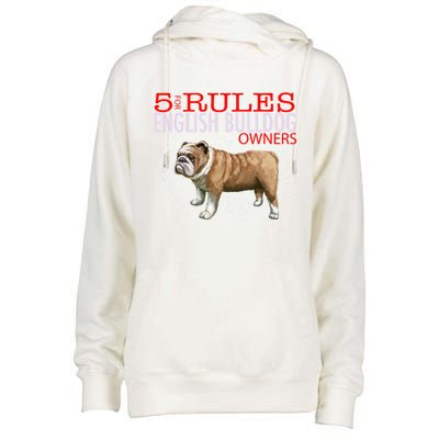 5 Rules For English Bulldog Owners Gift Womens Funnel Neck Pullover Hood