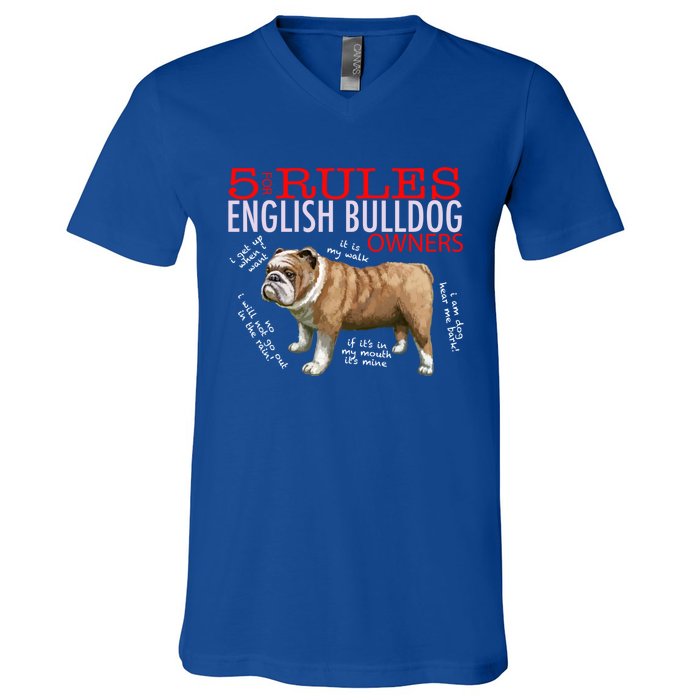 5 Rules For English Bulldog Owners Gift V-Neck T-Shirt