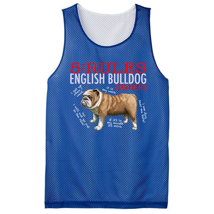 5 Rules For English Bulldog Owners Gift Mesh Reversible Basketball Jersey Tank