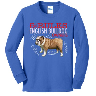 5 Rules For English Bulldog Owners Gift Kids Long Sleeve Shirt