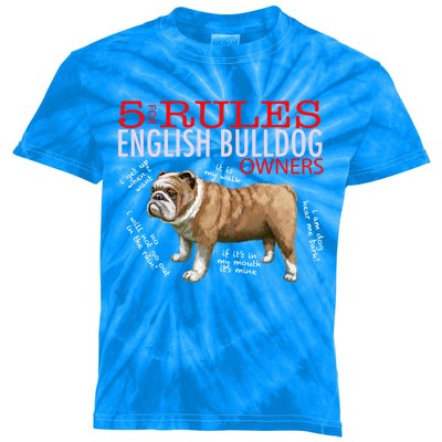 5 Rules For English Bulldog Owners Gift Kids Tie-Dye T-Shirt