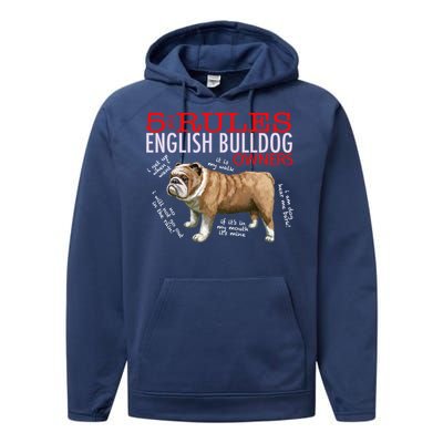 5 Rules For English Bulldog Owners Gift Performance Fleece Hoodie