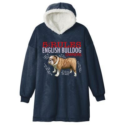 5 Rules For English Bulldog Owners Gift Hooded Wearable Blanket