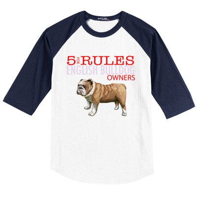 5 Rules For English Bulldog Owners Gift Baseball Sleeve Shirt