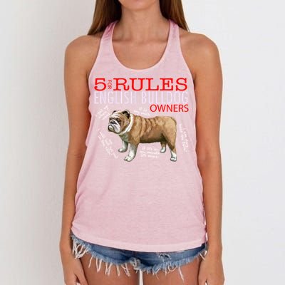 5 Rules For English Bulldog Owners Gift Women's Knotted Racerback Tank