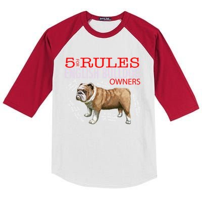 5 Rules For English Bulldog Owners Gift Kids Colorblock Raglan Jersey