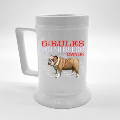 5 Rules For English Bulldog Owners Gift Beer Stein