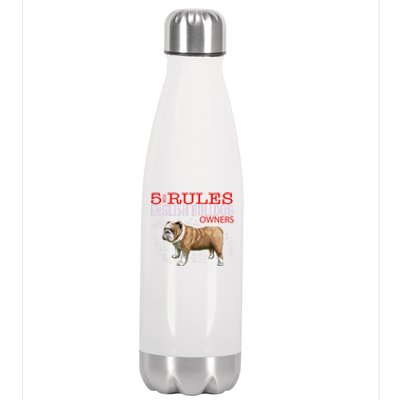 5 Rules For English Bulldog Owners Gift Stainless Steel Insulated Water Bottle