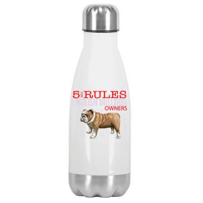 5 Rules For English Bulldog Owners Gift Stainless Steel Insulated Water Bottle