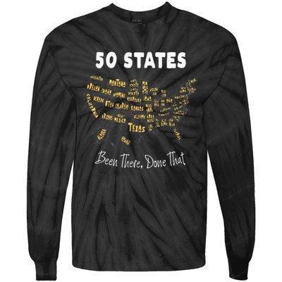 50 States Been There Done That Souvenir For Men For Women Tie-Dye Long Sleeve Shirt