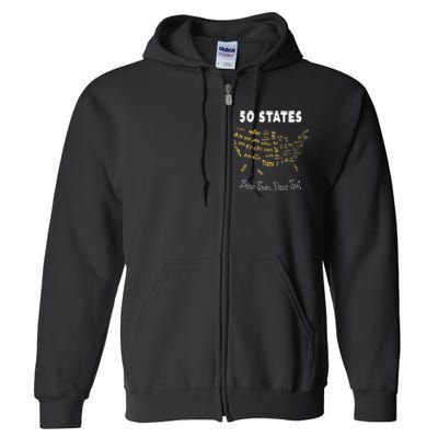 50 States Been There Done That Souvenir For Men For Women Full Zip Hoodie