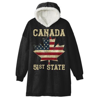 51st State Canada American Flag Canada 51st State Vintage Hooded Wearable Blanket